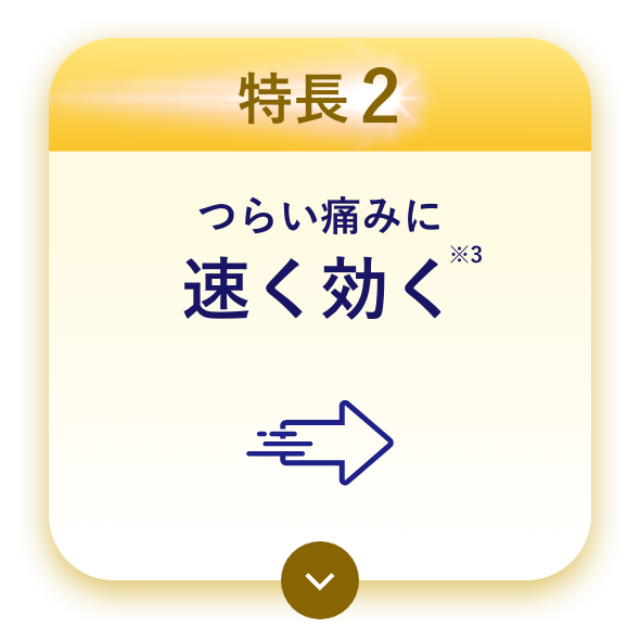 特長2 つらい痛みに速く効く