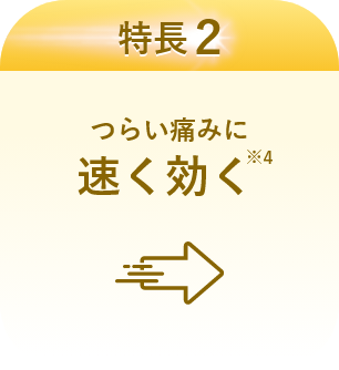 特長2 つらい痛みに速く効く